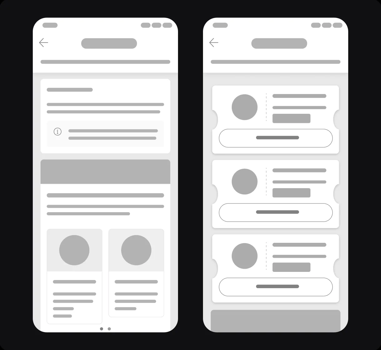 Wireframe de baja fidelidad del Home del Club Entel