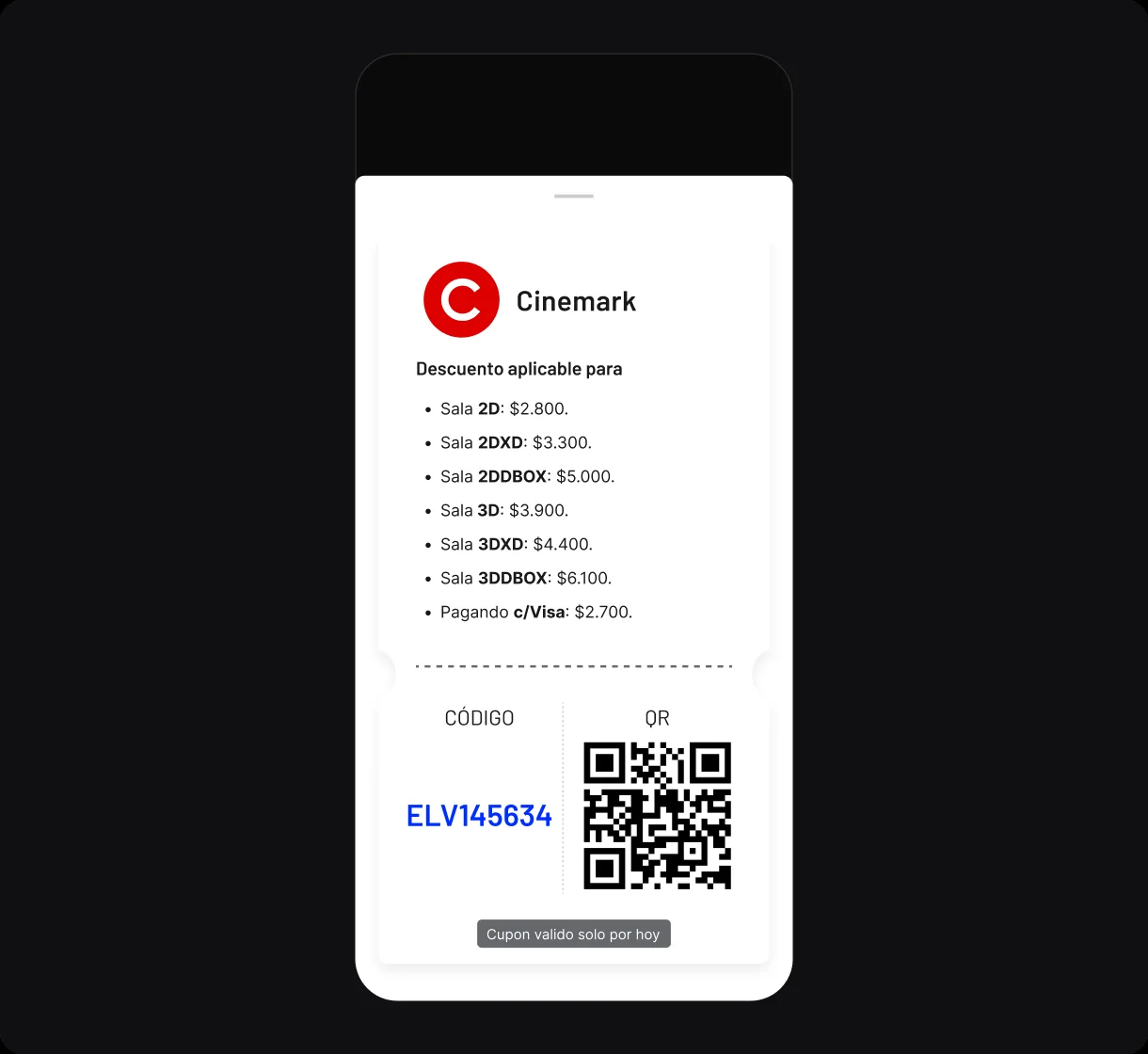Pantalla final del canje: cupón Starbucks con código, QR y vigencia visible