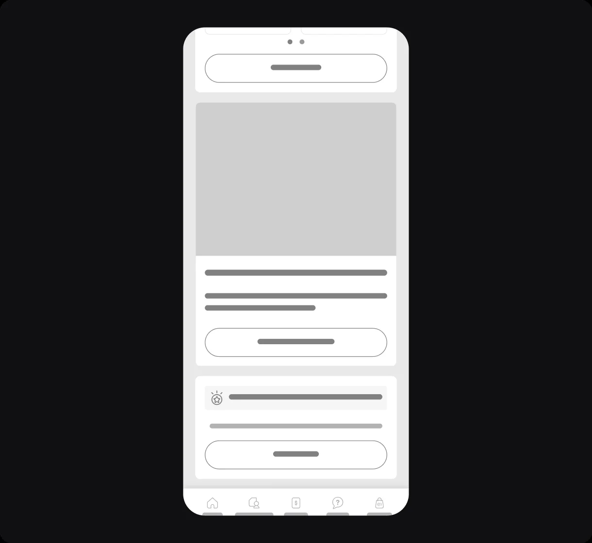 Wireframe de baja fidelidad con el bloque de puntos acumulados y condiciones